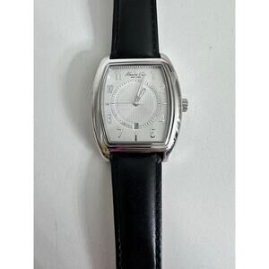 Kenneth Cole New York Men's Black Silver Leather Straps Wrist Watch KC1543
